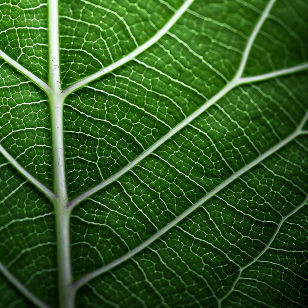 Photo close up of organic contours a green leaf in darktable processing