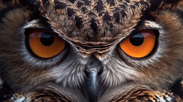 A close up of an owl's eyes