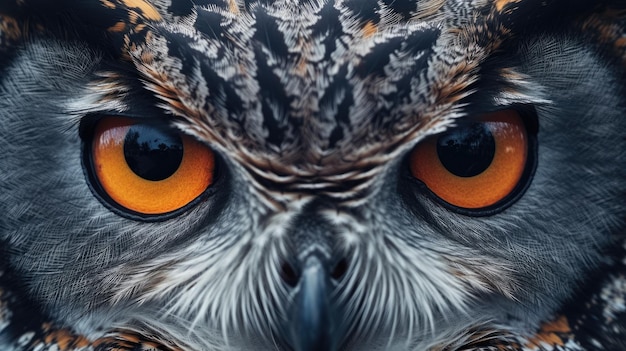 close up of an owl's face