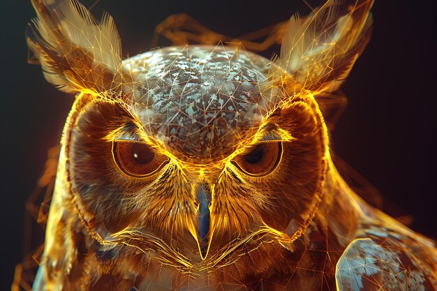 Photo a close up of an owl with a feather on its head