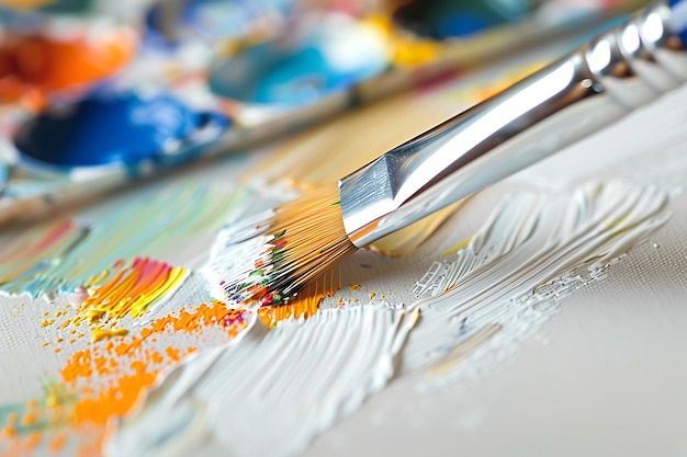 Close Up of Paintbrush With Paint