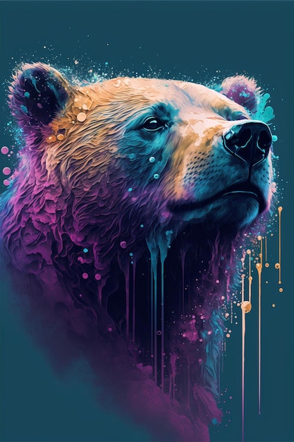 Close up of a painting of a bear generative ai