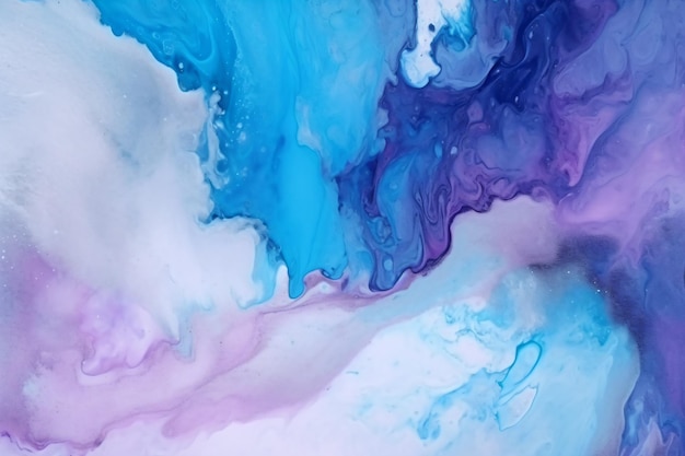 a close up of a painting of a purple and blue liquid