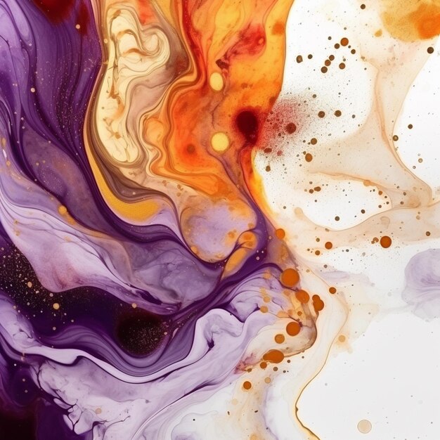 A close up of a painting of a purple and orange liquid generative ai