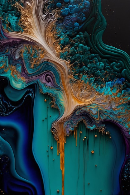 Close up of a painting of a waterfall generative ai