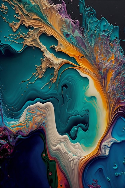 Close up of a painting of a wave generative ai