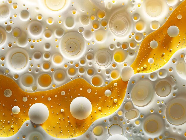 Close up of painting with yellow and white bubbles