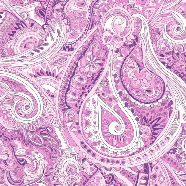 a close up of a paisley pattern on a pink background generative ai