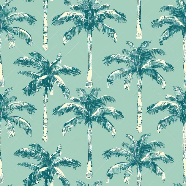 Photo a close up of a palm tree pattern on a blue background generative ai