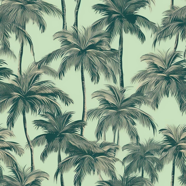 Photo a close up of a palm tree pattern on a green background generative ai