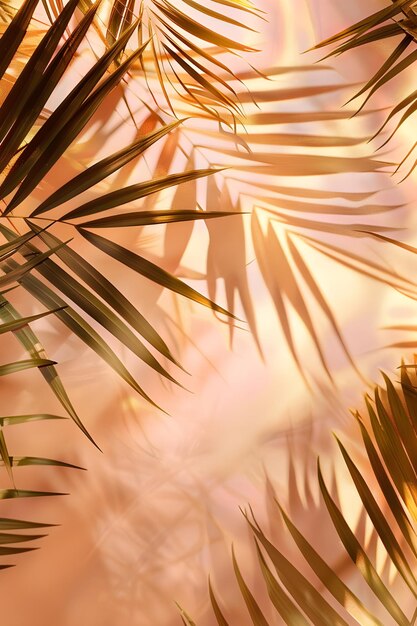 Photo a close up of a palm tree with a pink background