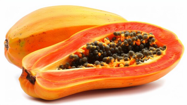 Photo a close up of a papaya that has been cut open