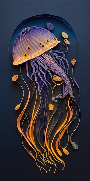 A close up of paper cutout jellyfish generative ai