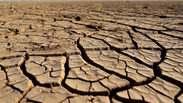 Photo a close up of parched soil cracked and fissured from prolonged drought