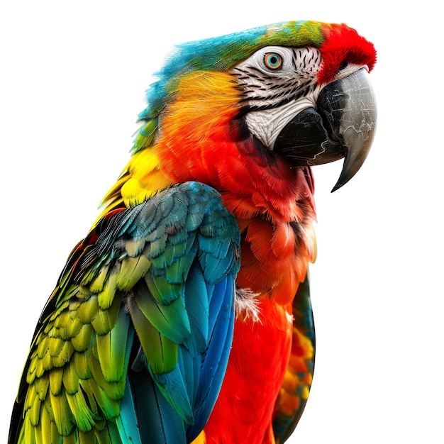 close up parrot bird on white background