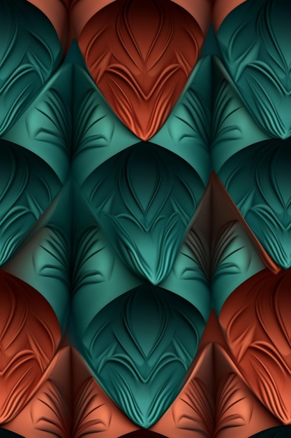 a close up of a pattern of green and red hearts generative ai