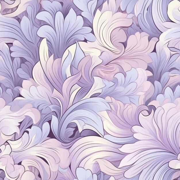 A close up of a pattern of purple and blue flowers generative ai