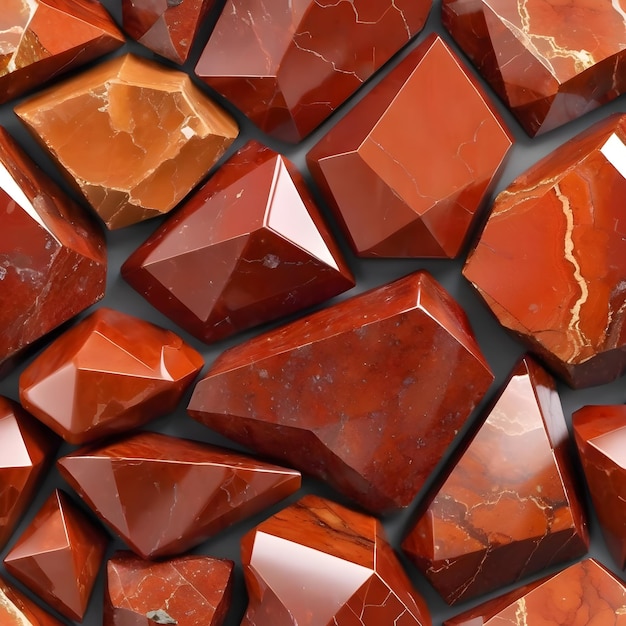 Photo close up pattern of red jasper stones 3d illustration