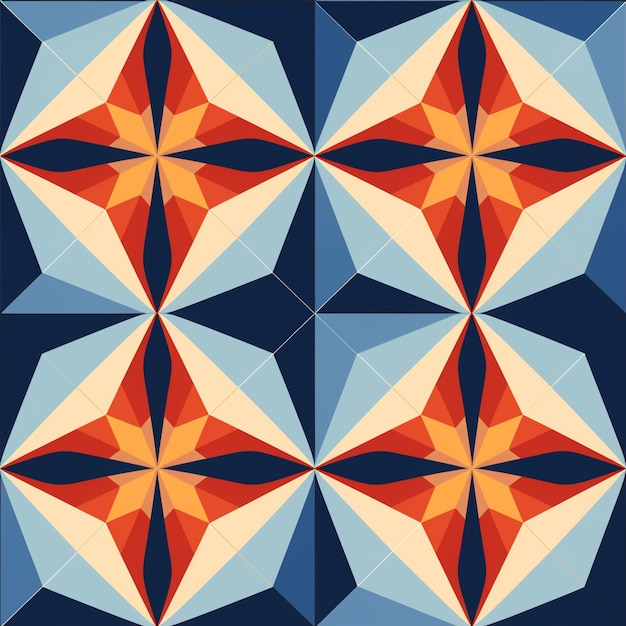 a close up of a pattern of a star with a blue background generative ai