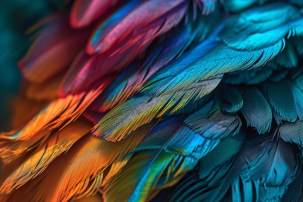 a close up of a peacock feather with the colors of the feathers