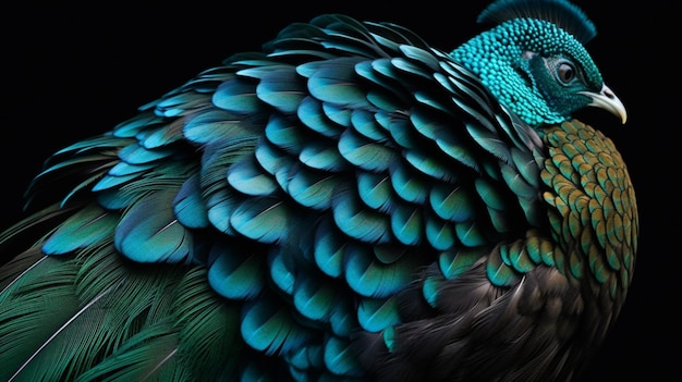 A close up of a peacock's feathers