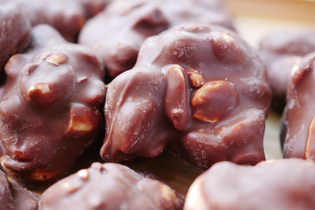 Close up of peanut chocolate candy on table