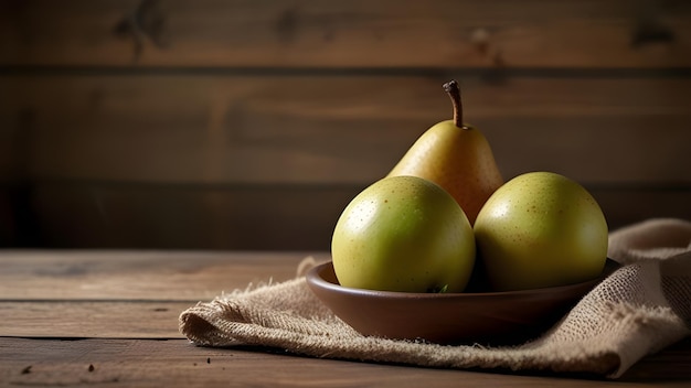 Photo close up on pear seasonal fruits