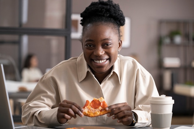 Close up on people eating on break time