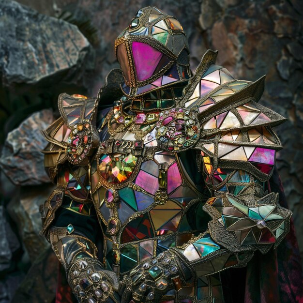 Photo a close up of a person in a costume with a sword generative ai