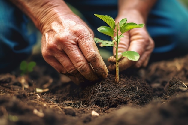 A close up of a person holding a plant Generative AI image Planting trees for green sustainable future