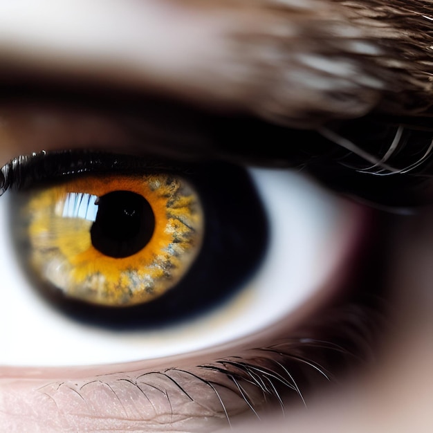 A close up of a person's eye with a white ring around the pupil.