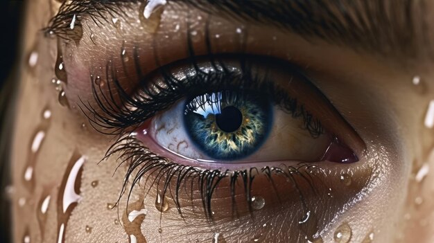 A close up of a person's eye