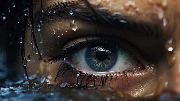 a close up of a person's eye