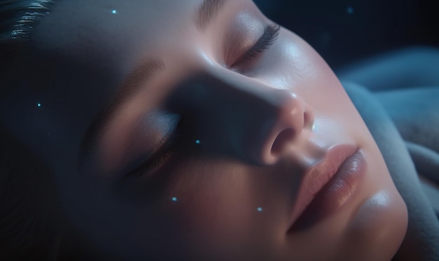 A close up of a person sleeping with their eyes closed generative ai image