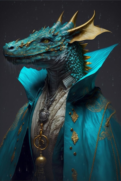 Close up of a person wearing a dragon costume Generative Ai