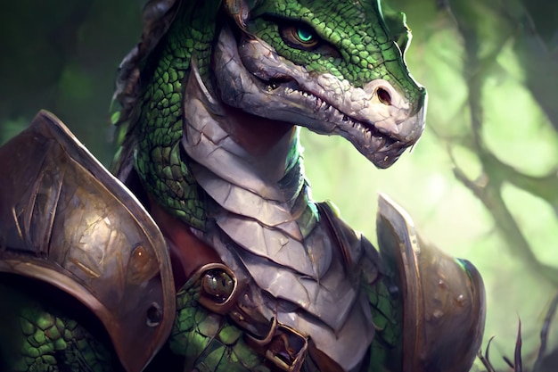 Close up of a person wearing a dragon costume generative ai