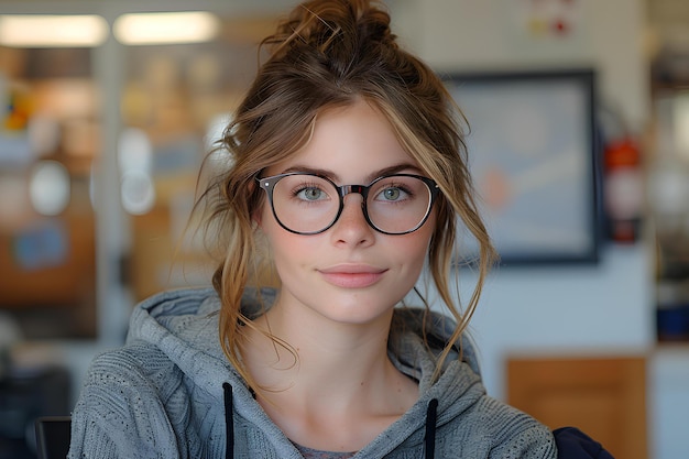 A close up of a person wearing glasses