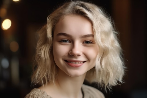 A close up of a person with blonde hair generative AI