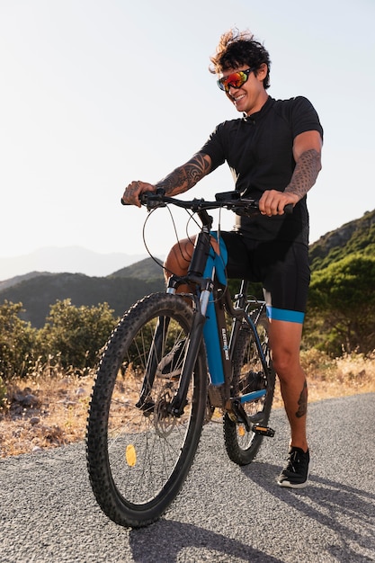 Close up on person with electric bike