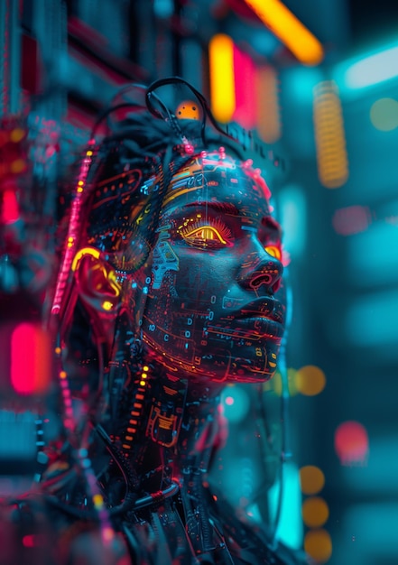 a close up of a person with a futuristic face and head generative ai