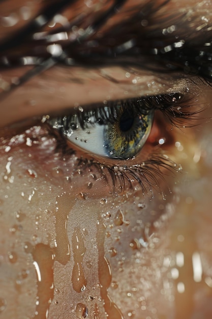 Close up of persons wet eye