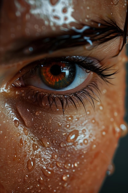 Close up of persons wet eye