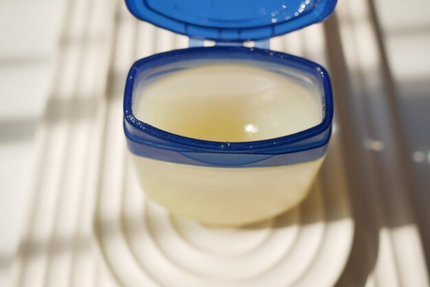 Close up of petroleum jelly in a container