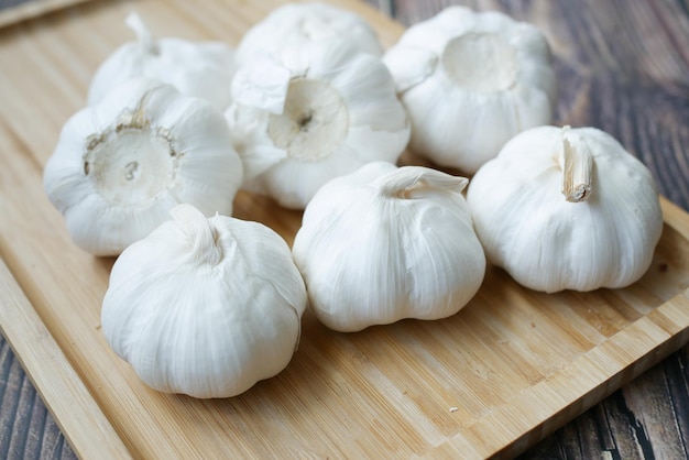 Close up pf garlic on white background