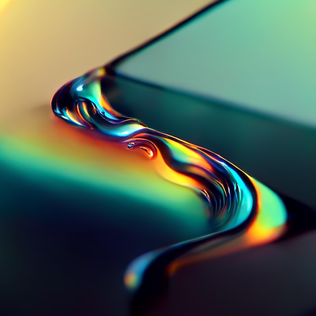 A close up of a phone with a colorful swirl of liquid on the screen.