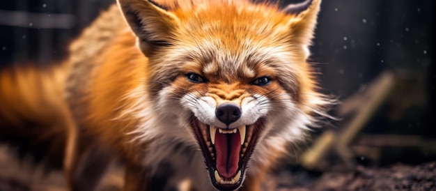 close up photo angry fox background