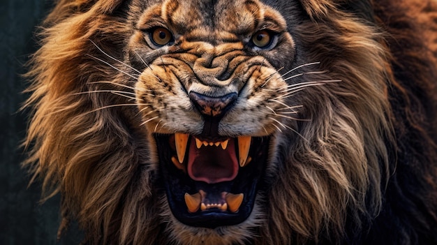 close up photo angry lion background