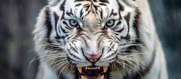 close up photo angry white tiger background