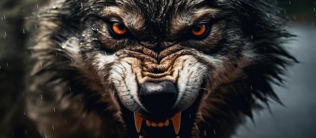 close up photo angry wolf background