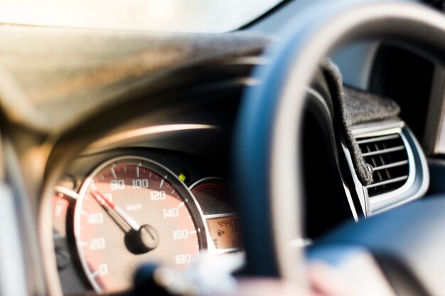 Close-up photo of car dashboard